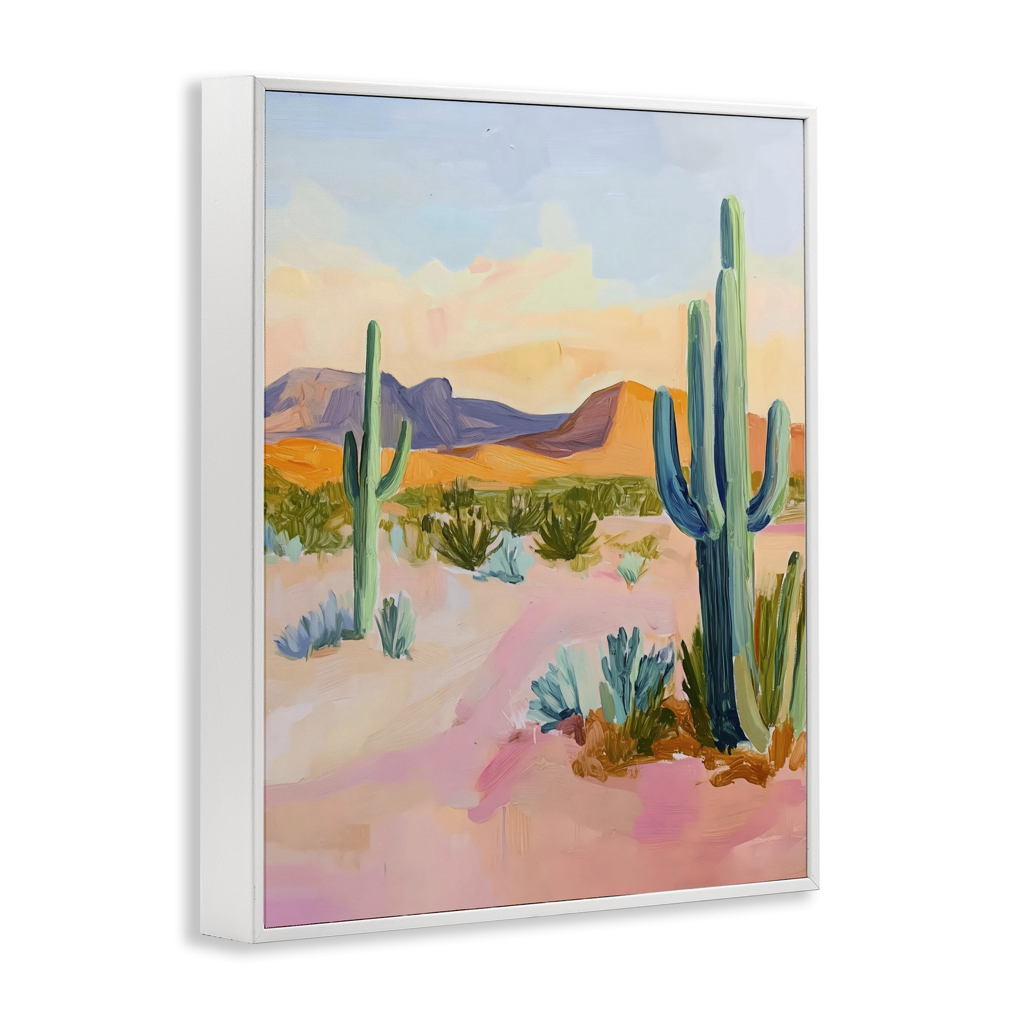 Stupell Industries Cactus Desert with Soft Sunset White Framed Giclee Art, design by The Prints Vibe