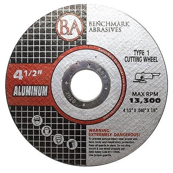 Benchmark Abrasives 4-1/2" Type 1 Aluminum Cutting Wheel 0.040" Thick 7/8"Arbor - 50 Pack