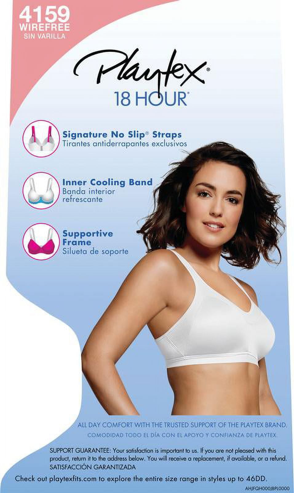 Playtex Women's 18 Hour Sensationally Sleek Wirefree Front Close Full  Coverage Bra US4930, White, 40DD : : Clothing, Shoes & Accessories