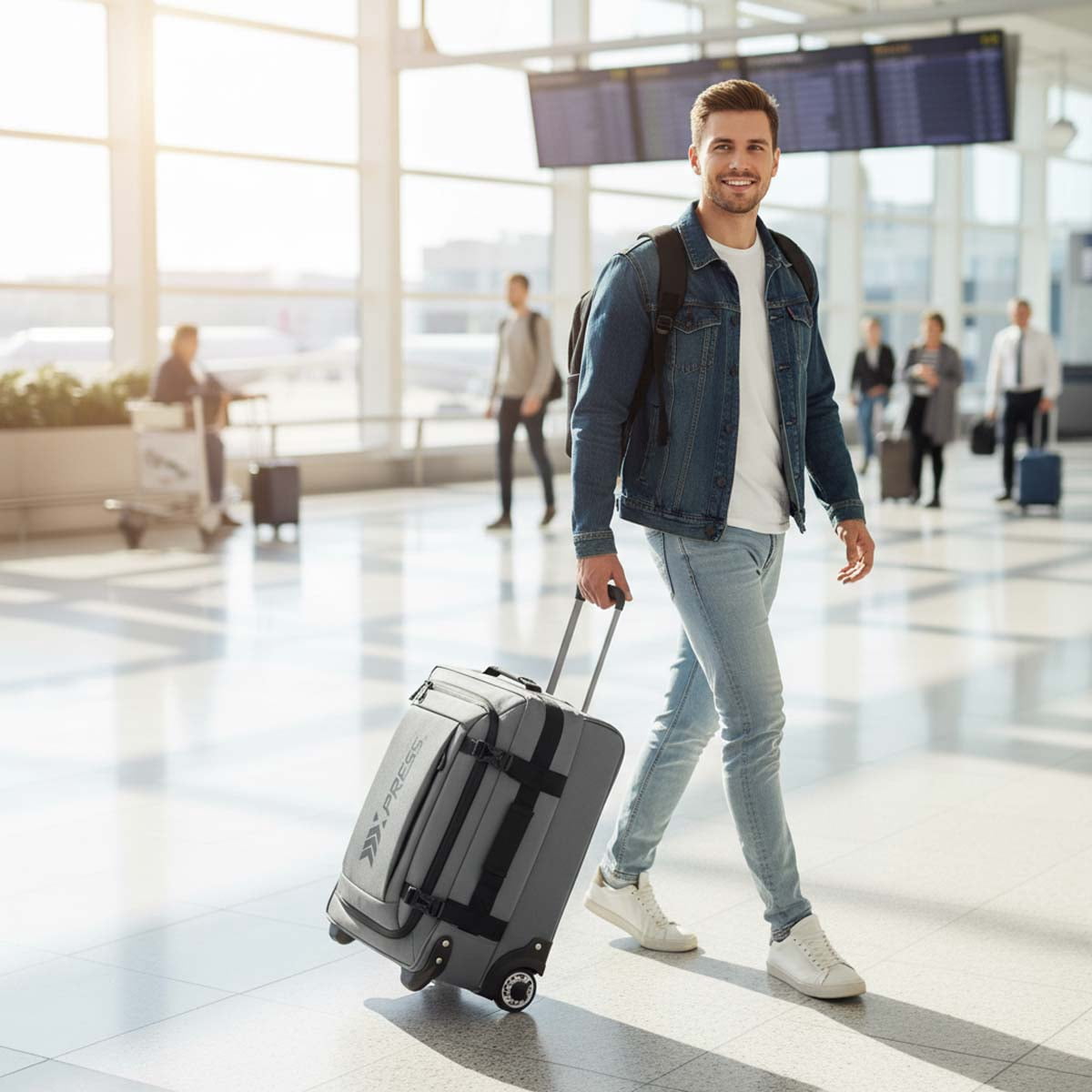 20" Carry On Luggage Airline Approved,Softside Suitcase with Wheels Heavy-Duty Waterproof Wheeled Luggage Bag, Grey - TA069