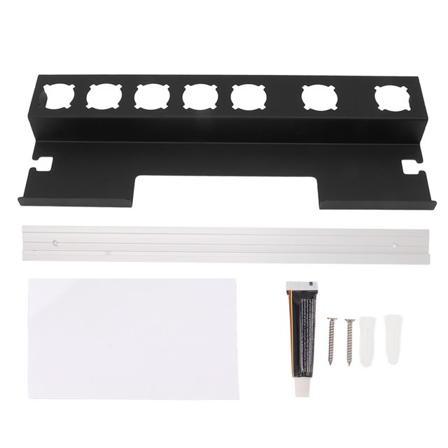 Estante para secador de pelo, accesorios para rizador, soporte para estante montado en la pared, soporte para el baño del hogar, negro