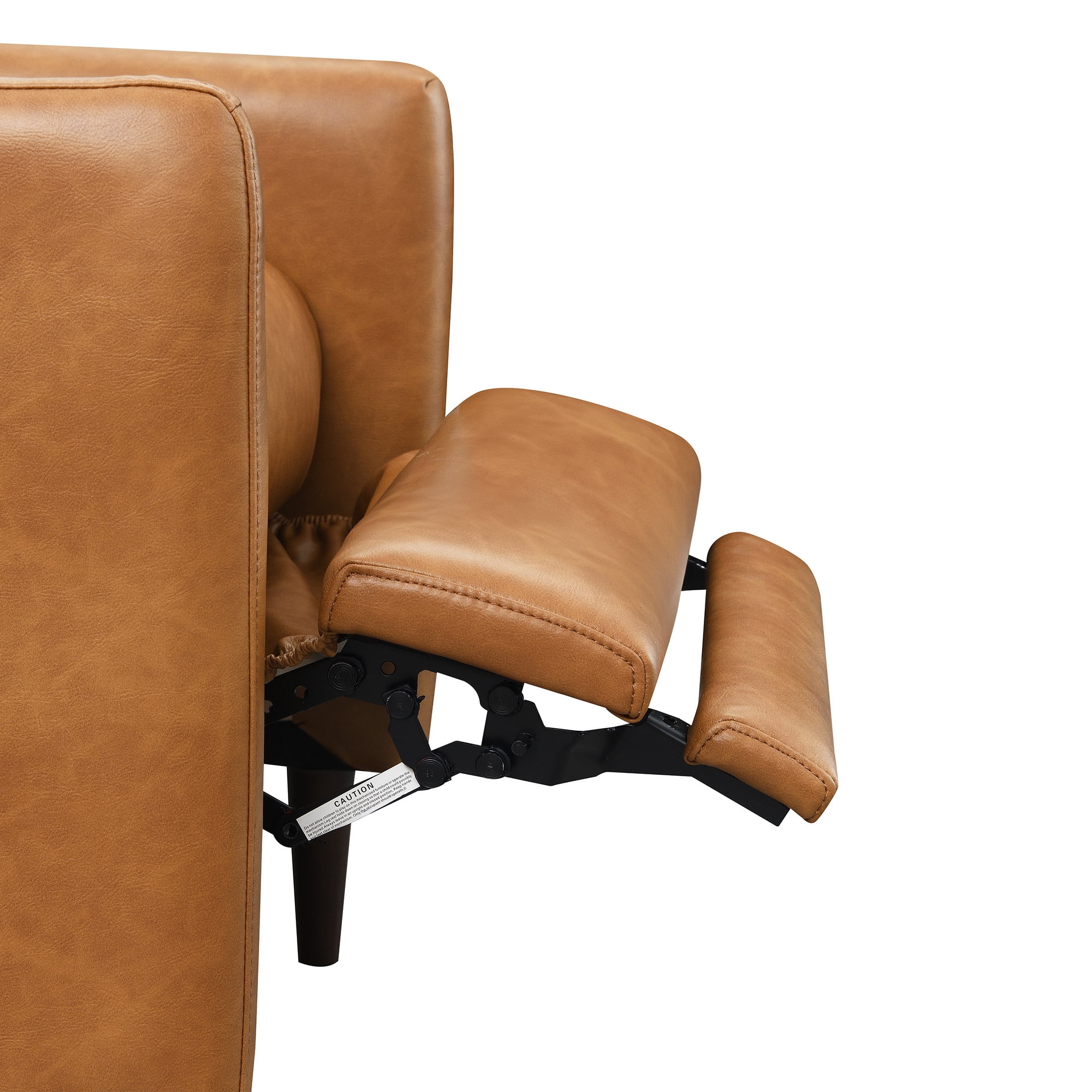 Aukfa Mid-Century Modern Pushback Recliner Chair, Faux Leather Upholstered, Brown, High Back