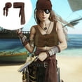 thumbnail image 4 of Pompotops Halloween Pirate Costume Medieval Linen Pirate Bandana And Belt Costume Halloween Bandana And Belt Costume Fashion Trends, 4 of 6