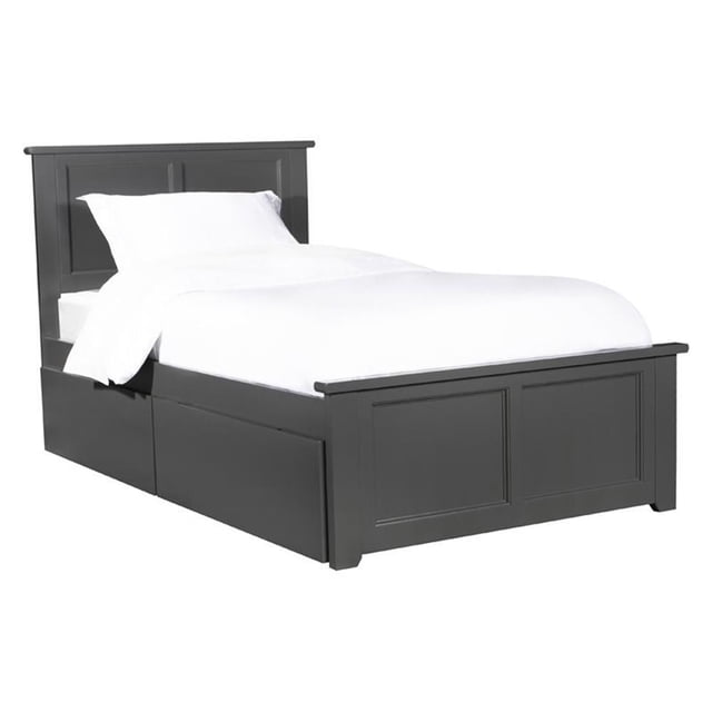 Leo & Lacey Lit Plateforme Simple Madison avec Tiroirs de Rangement, Gris