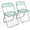 Blue Green, variant on Matladin Folding Chairs 4 Pack, Clear Chair, Acrylic Plastic Panel & Metal Chrome Frame, Foldable and Stackable, 350 lbs Capacity, Orange.