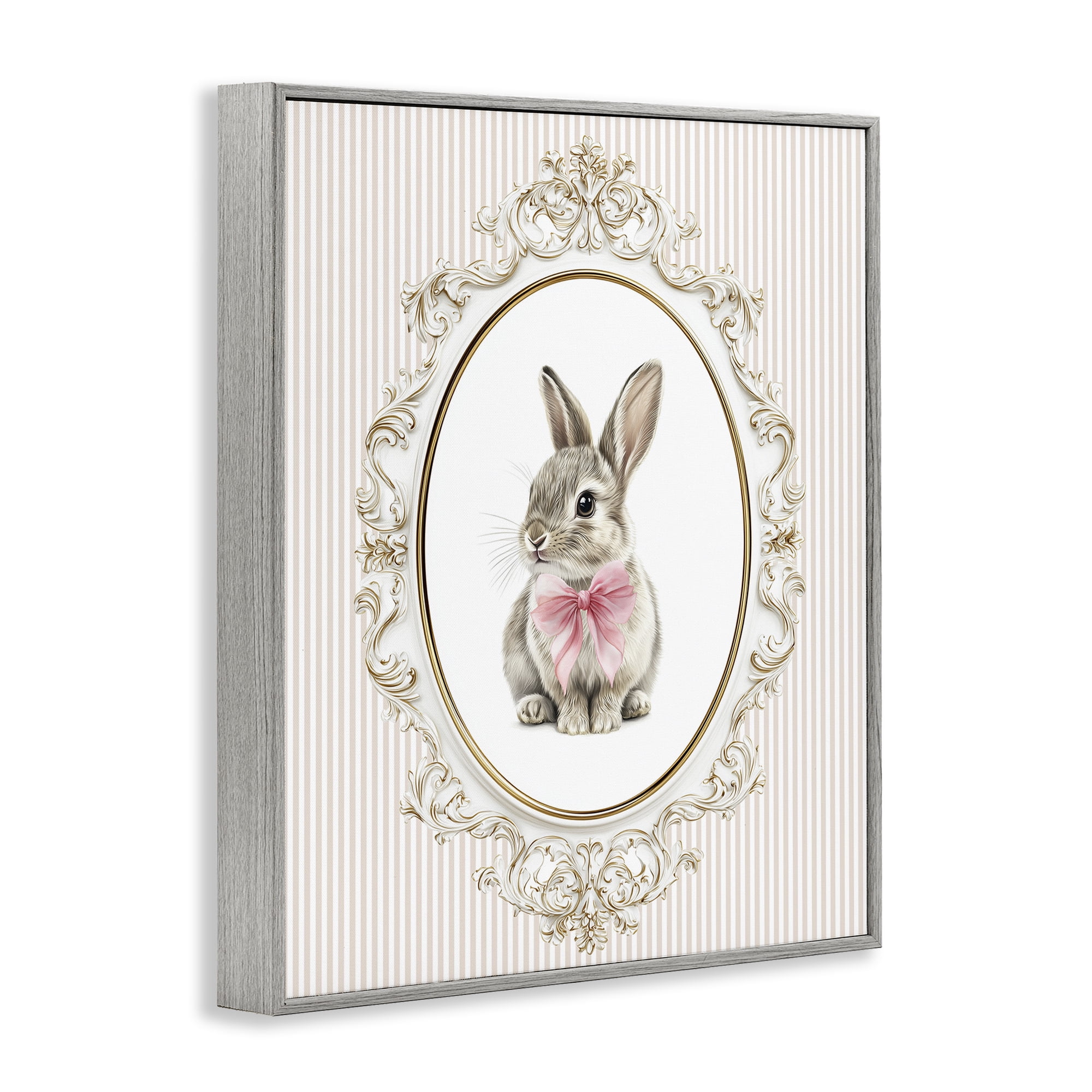 Stupell Industries Ornate Border Bunny Gray Framed Giclee Art, design by Christine Simpson Art
