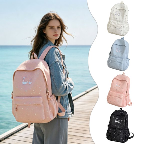 Teen Girls Backpack For School Sparkly Starry Backpack With Pendant Lightweight Laptop Compatible Casual Travel Bookbag