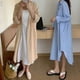 thumbnail image 1 of TFETTERS-Long Shirt Dresses for Women Casual Loose Long Sleeve Shirt X-Long Knee-Length Button Up Coat Korean Fashion clothes, 1 of 5