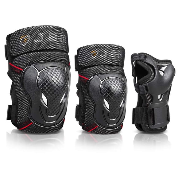 JBM Adult Youth Bike Knee Pads and Elbow Pads with Wrist Guards Protective Gear Set for Biking, Riding, Cycling and Multi Sports Scooter, Skateboard
