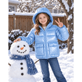 thumbnail image 4 of Lanbubble Girls Shiny Puffer Jacket Hooded Winter Coat Warm Outerwear for Kids 7-14Y, 4 of 8