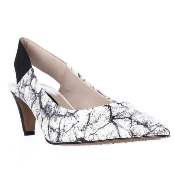 Womens French Connection Kourtney Elastic Slingback Dress Pumps - Black/White