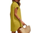 thumbnail image 5 of Eawtki Women's V Neck Short Sleeve Mini Dress High Low Hem Loose Fit Solid Casual Summer Dress For Beach Vacation Daily Wear, 5 of 6