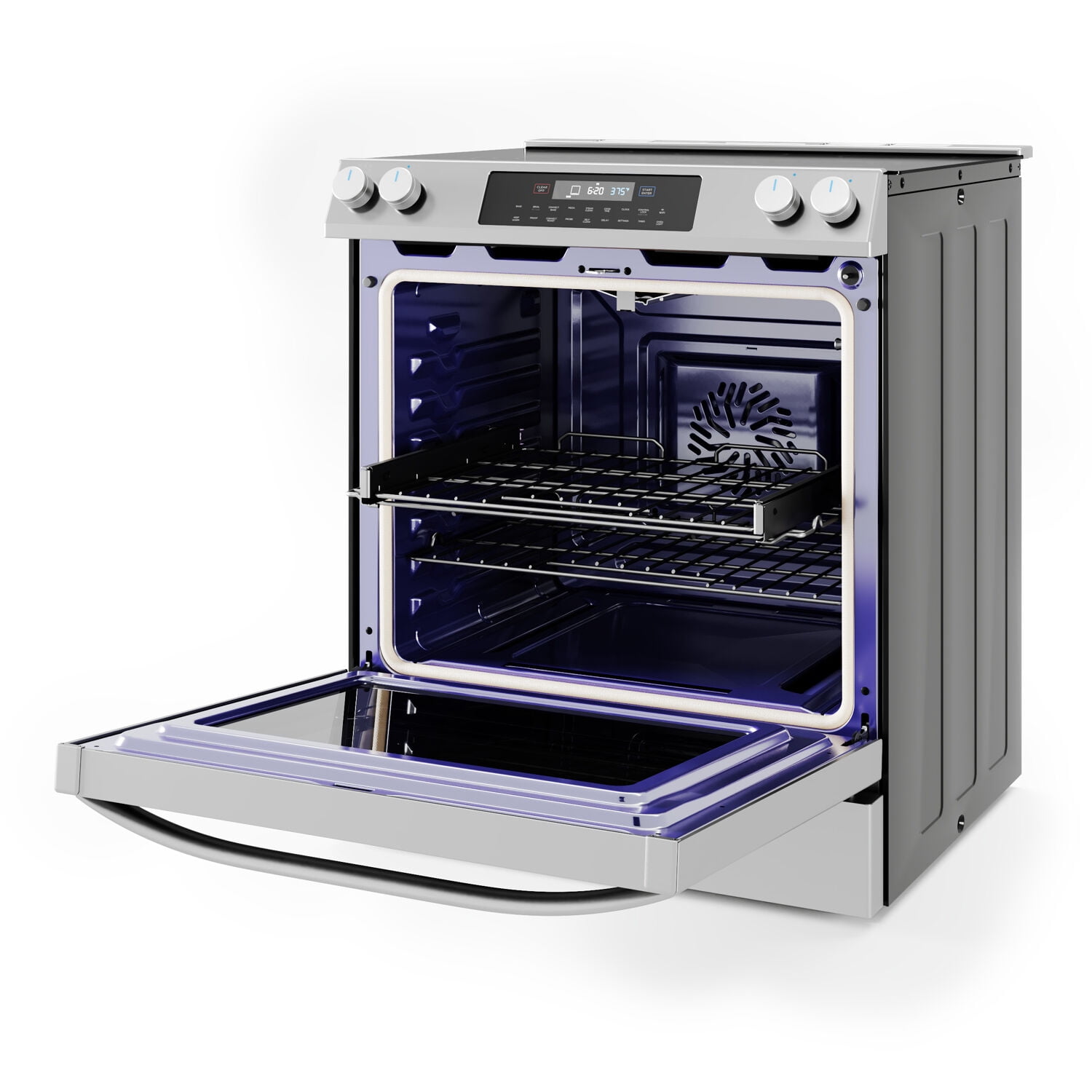 Midea 30-In Slide-In Electric Range with Wi-Fi Connectivity and Fan Convection, Stainless Steel,  MES30S2AST