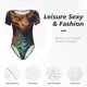 thumbnail image 4 of Balery Whimsical Dragon Color Cool Body de cuello redondo de manga corta para mujer Tops de manga corta Tops básicos-Large, 4 of 7