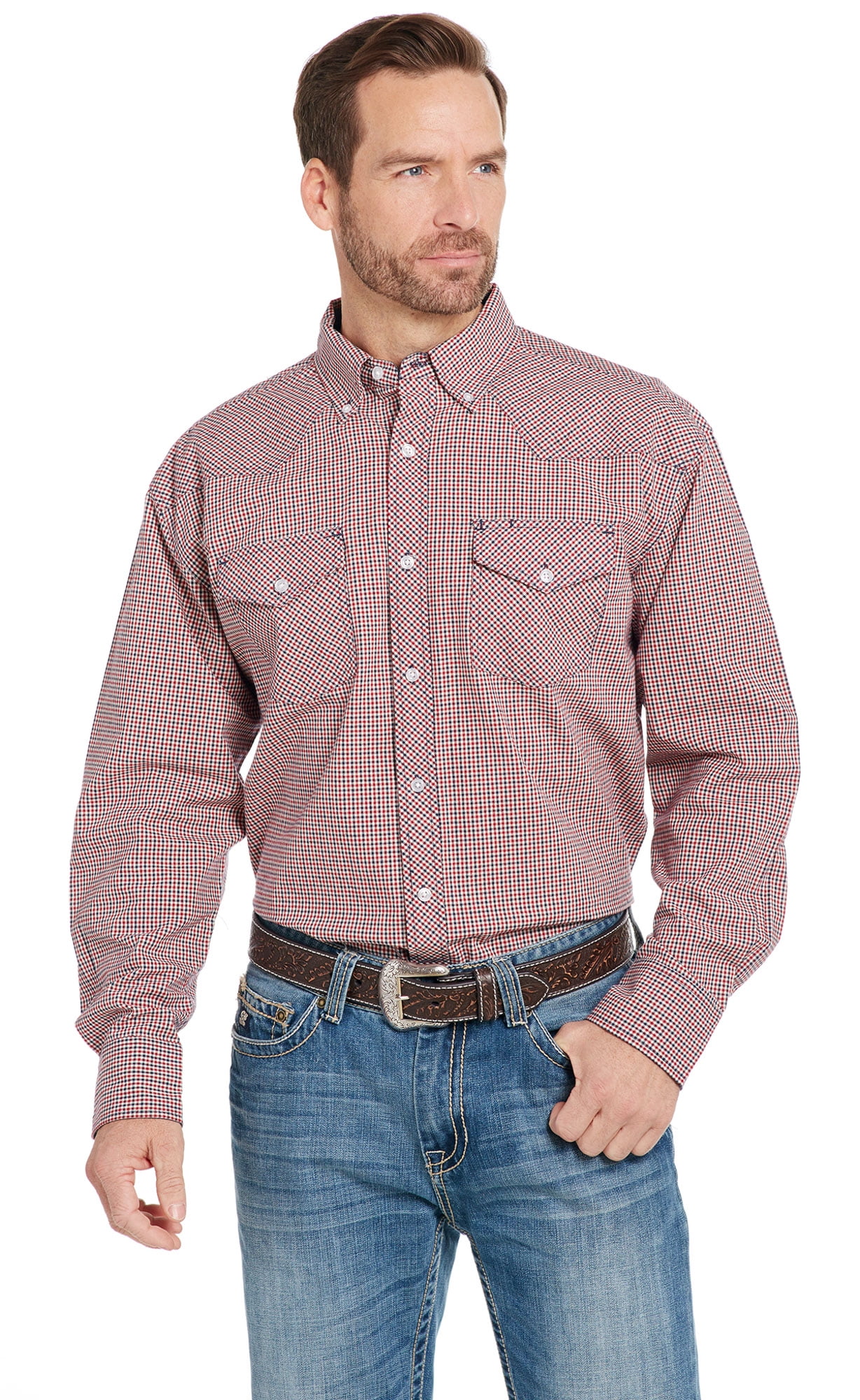 Cowboy Up - Cowboy Up Mens Red/Navy 100% Cotton Button-Down Western ...