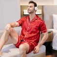 thumbnail image 6 of Men's Silk Pajama Set | Silky Satin | Short Sleeve Top and Shorts | Button Pajama Set, 6 of 8