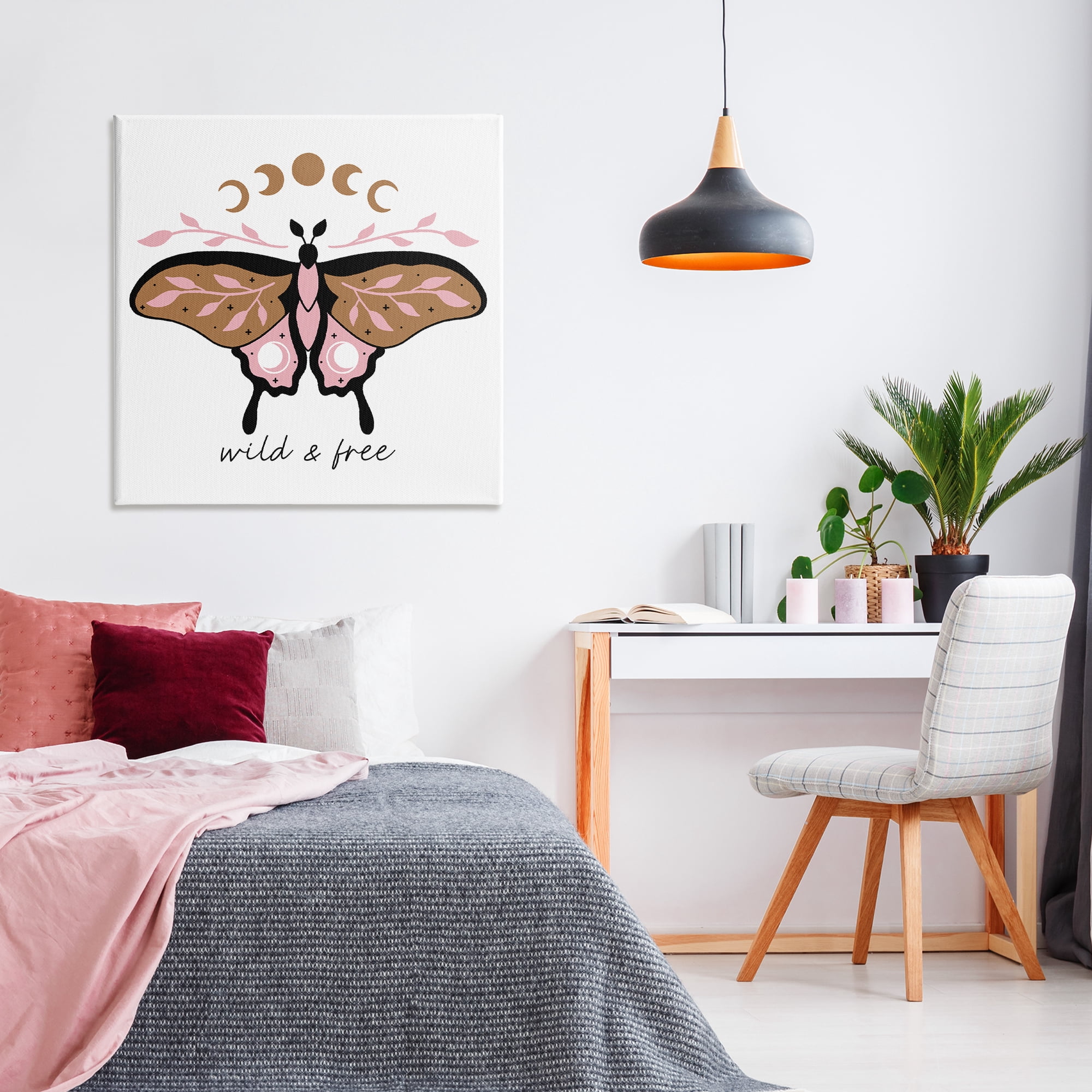 Stupell Industries Wild & Free Moth Animals Painting Wrapped Canvas Art Print Wall Art, 36 x 36