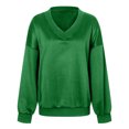 thumbnail image 4 of vigerkar Womens V Neck Oversized Sweatshirts Casual Drop Shoulder Long Sleeve Pullover Tops (Green, L), 4 of 6