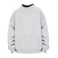 thumbnail image 4 of GobdXE Solid Girls Neck Long Sleeve Sweatshirt Kids Front Kangaroo Pocket Loose Casual Pullover Fashion Daily Top, 4 of 8