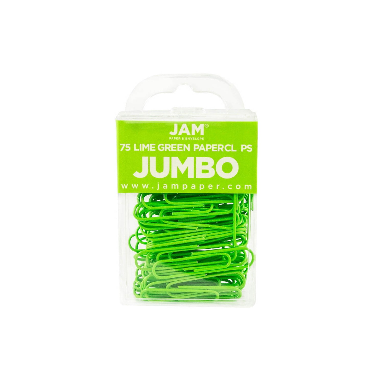 JAM Paper Jumbo Paper Clips Lime Green 3/Pack (21830627B)