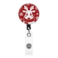 thumbnail image 1 of WIRESTER Retractable Badge Reels with Alligator Swivel Clip & Plastic Card Holder Strap, Round ID Badge Holders for Students, Teachers, Office Workers - Red Xmas Snowflakes Reindeer, 1 of 5