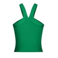 thumbnail image 6 of YYDGH Women's Criss Cross Halter Crop Top Ribbed Knit Fitting Tank Top Solid Color Sleeveless Tee Shirt Summmer Tops Green L, 6 of 8