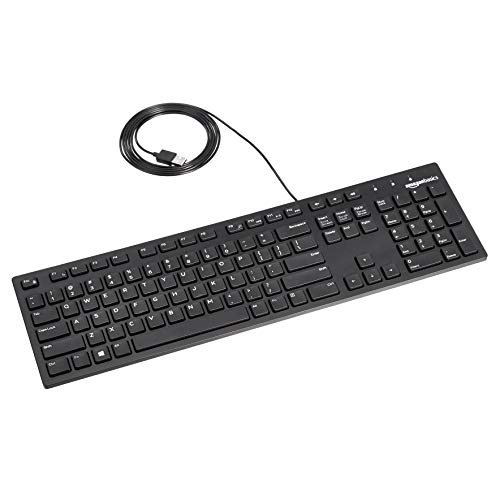 Basics Low-Profile Wired USB Keyboard with US Layout (QWERTY), Matte Black