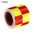 thumbnail image 3 of Uxcell Reflective Tape, 3 Roll 10 ft x 2-inch Adhesive Safety Tape Reflector, Square Fluorescent Yellow+Red, 3 of 6