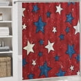 thumbnail image 5 of 4 Pcs Shower Curtain Set Holiday American Flag Rustic Blue Red Stars with Rugs Toilet Lid Cover And Bath Mat Memorial Day Patriotic Shower Curtain with 12 Hooks for Bathroom Decor 72inch X 72inch, 5 of 8