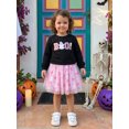 thumbnail image 5 of RUINIXCW Little Girl Halloween Outfit Embroidered Sweatshirt and Printed Tulle Skirt, 5 of 9