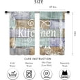 thumbnail image 2 of Teal Purple Farmhouse Country Kitchen Curtains Short Small Wooden Board Rustic Rod Pocket Funny Quotes Fork and Spoon Colorful Bedroom Living Room Treatment Fabric 2 Panels 27.5Wx39H Inch, 2 of 6