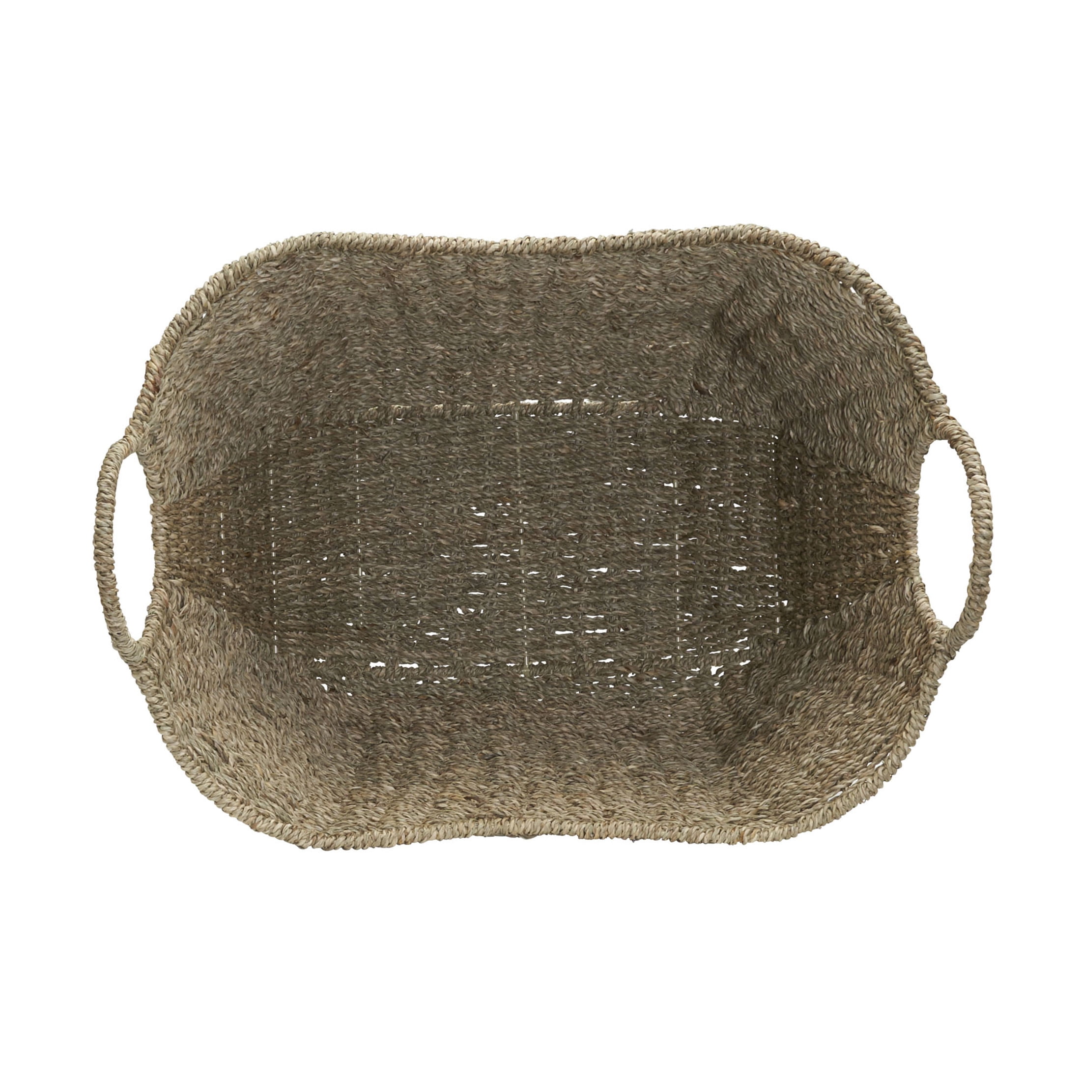 Household Essentials Natural Seagrass Basket with Handles, Natural Woven Wicker Storage Basket, Great for Decoration or Organization