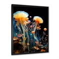 thumbnail image 2 of Designart "Drifting Yellow Jellyfish" Animals Framed Wall Art - Coastal Yellow Coastal Animal Entryway Framed Wall Art, 2 of 6