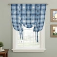 thumbnail image 2 of Blue Plaid Balloon Curtains for Bedroom/Front Door/Bathroom, Modern Simple Watercolor Buffalo Lattice Tie Up Curtains 63 Inch Length Light Filtering Kitchen Curtains Shades for Windows 46"x63", 2 of 8