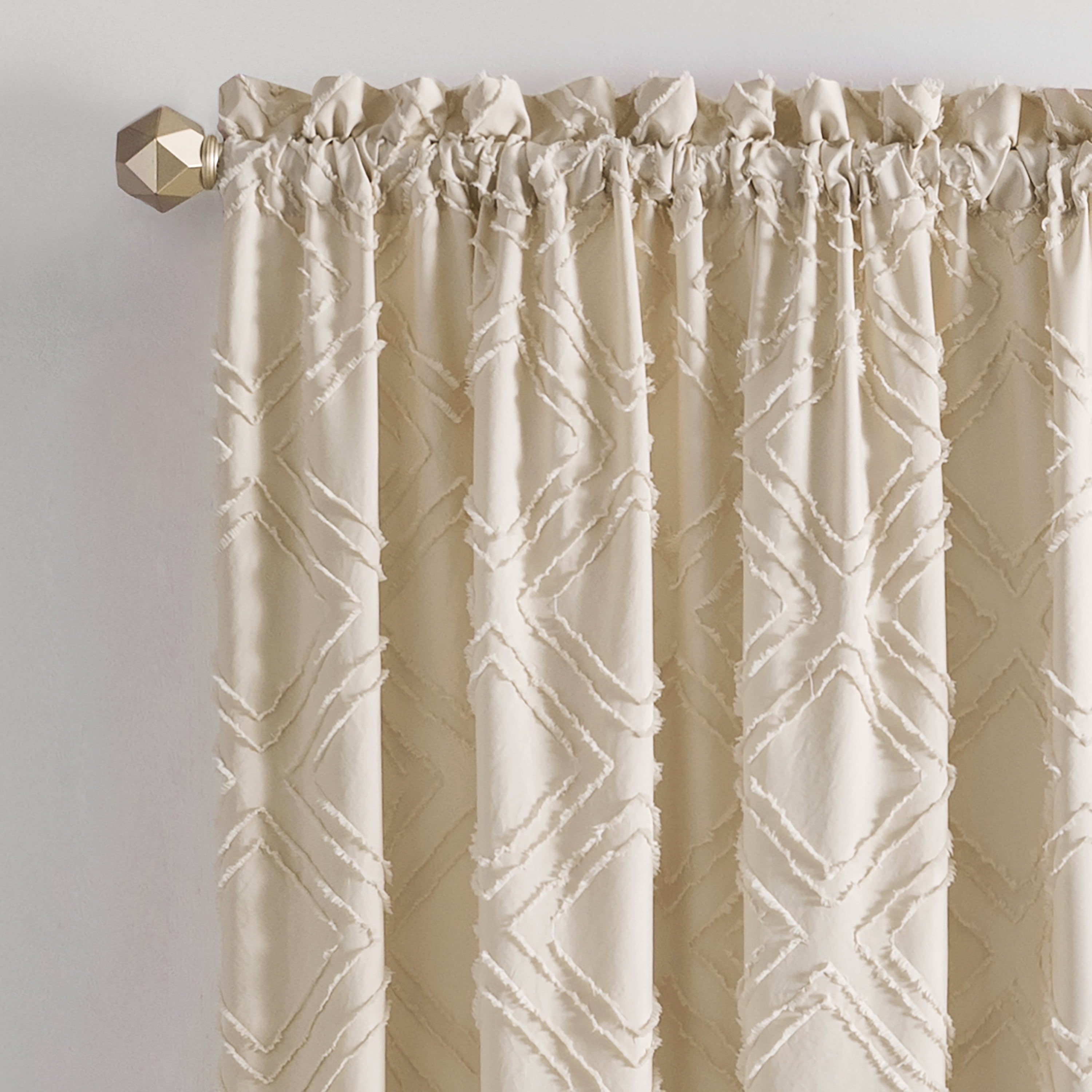 Achim Blake Geometric Diamond Rod Pocket Light Filtering Curtain Panel, Tan, 42" x 84"