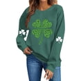 thumbnail image 2 of LEKWK St Patricks Day Women Leopard Print Hearts Long Sleeve Tops Crew Neck Sweater Tops Casual Tops Plaid Pattern Lounge Wear, 2 of 6