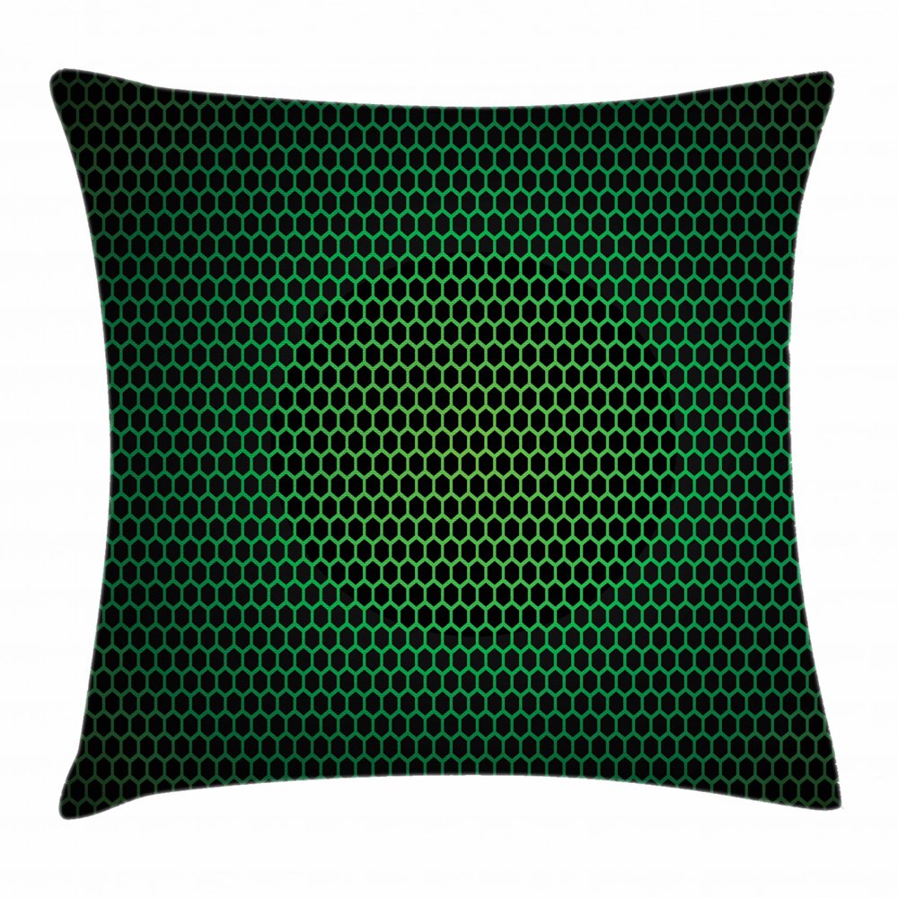 Forest Green Throw Pillow Cushion Cover, Geometrical Pattern
