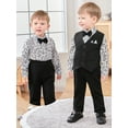 thumbnail image 6 of CARETOO Baby Boy Clothes Suit 0-24M Infant Gentleman Outfits Dress Shirt Bowtie Vest Pants 4PCS Set, 6 of 14