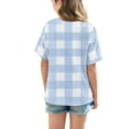 thumbnail image 4 of AUNVITO Girls Short Sleeve T shirt Kids Summer Oversized Plaid Printed Crew Neck Tops Casual Basic Tee 5-14Years, 4 of 8