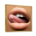 thumbnail image 3 of Designart 'Beautiful Dark Skinned Female Tongue Touching Lips' Modern Framed Canvas Wall Art Print, 3 of 5