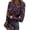 AFG32-Navy, variant on IYYVV Women'S Halloween Shirt Round Neck Long Sleeve Devil Skeleton Ribbed Knit Tops Cross Graphic Spook Holiday Party Blouse Dark Purple M