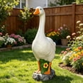 thumbnail image 4 of IROINID Decorations for Home Tables,Modern Room Decorations,Large Porch Gooses Statue Resin Hollow Plastic Garden Gooses WithStones Base with Sand-Fillable Designs, 4 of 9