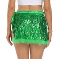thumbnail image 6 of HDE Women's Sequin Tassel Fringe Skirt Fur Trim Hip Scarf Green XS-S, 6 of 7