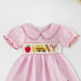 thumbnail image 4 of Duqingm Toddler Baby Girl Back to School Outfit Apple Sleeveless Dress Fly Sleeve Smocked Dresses Girls Summer Clothes Dresses for Toddler Girls Pink,3-4 Years, 4 of 4