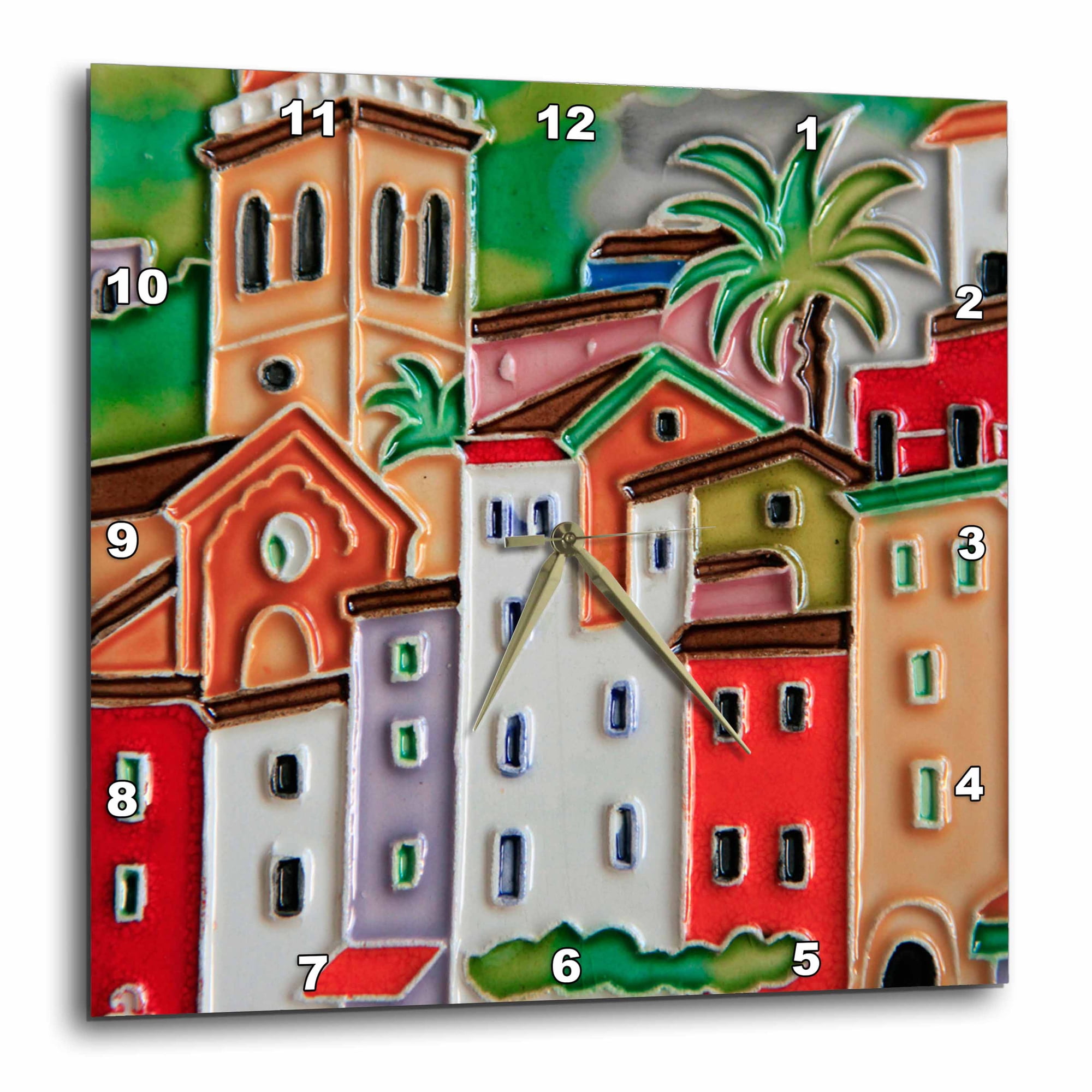 3drose, Hand-painted Glazed Ceramic Tile, Italy - Eu16 Kwi0011 - Kymri Wilt, 10x10 Wall Clock