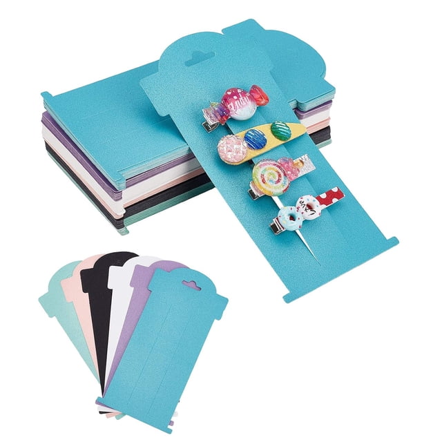 108 tarjetas para el cabello, 6 colores, para exhibir pinzas para el cabello, 6 x 3 pulgadas, rectangulares, de papel y cartón.