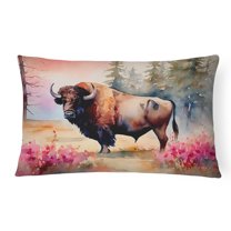 Wood Bison Throw Pillow 12 in x 16 in