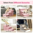 thumbnail image 3 of Dog Stairs with Storage 18" H, 3-Step Wider Dog Steps for Large/Medium/Small Older Dogs Cats, Folding Sturdy Pet Stairs Climbing Bed or Couch, Ramp for Car Up to 200 lbs, No Condo,Pink Furry Lid, 3 of 11