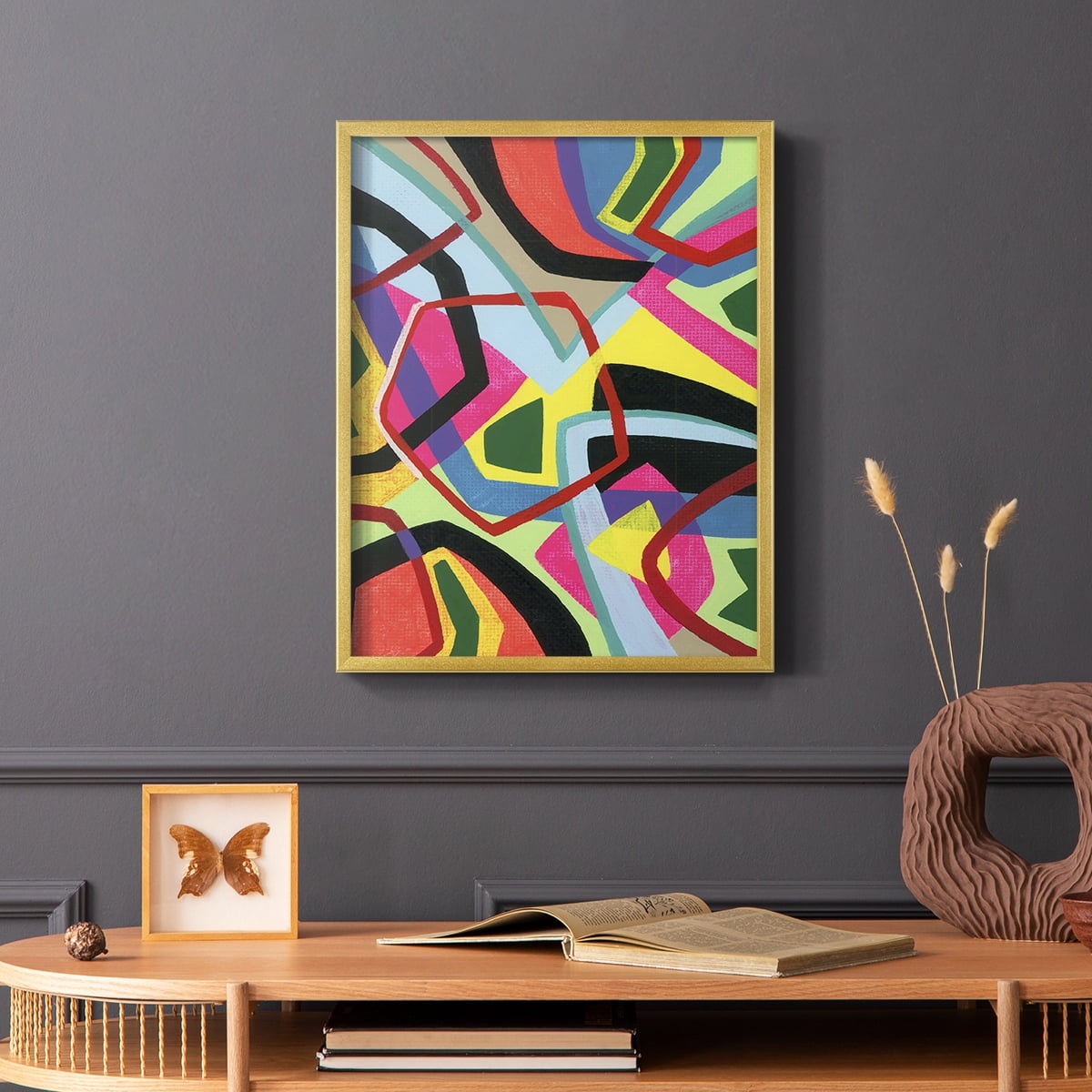 Bold Shape Shift II Framed Print in Gold Solid Wood Framed Print No Nail Hanging