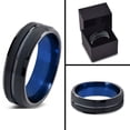 thumbnail image 3 of P. Manoukian Tungsten Wedding Band Ring 6mm for Men Women Blue Black Beveled Edge Brushed Polished Lifetime Guarantee Size 8, 3 of 3